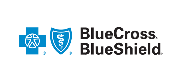 Blue Cross Blue Shield logo with medical cross and shield symbols on white background.