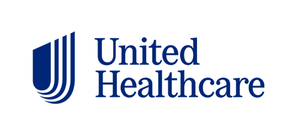 United Healthcare logo with blue stylized lines and company name text.