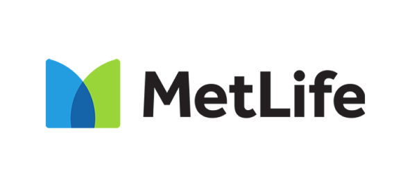 MetLife logo with blue and green geometric shapes next to company name text.