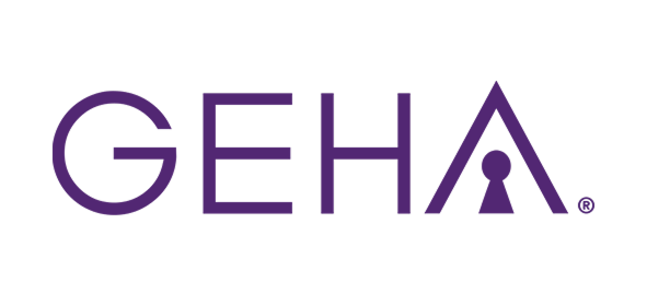 GEHA logo in purple text with registered trademark symbol on white background.