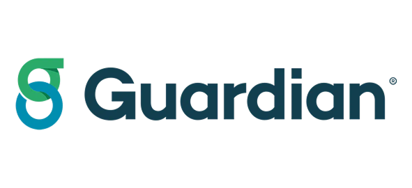 Guardian logo featuring teal and navy blue design with company name text.