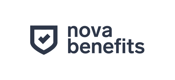 Nova Benefits logo with shield and checkmark icon on white background