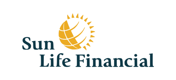 Sun Life Financial logo featuring golden sun icon with company name in dark blue text.